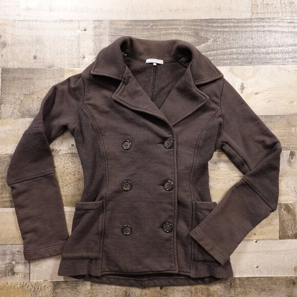 James Perse Cotton Double-Breasted Jacket Women’s Size 2 (Fits Like M 6–8) Brown - Picture 1 of 13